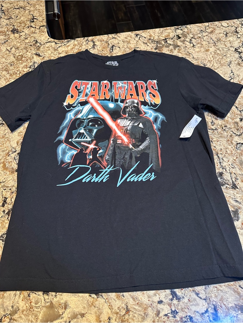 MAD Engine Star Wars Darth Vader Black Tee with Red Lightsaber